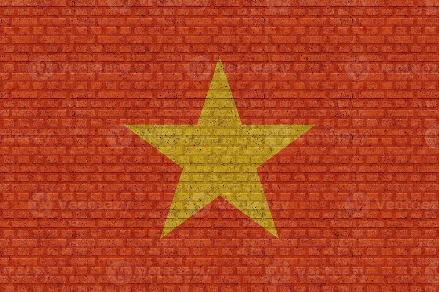 3D Flag of Vietnam on brick wall photo
