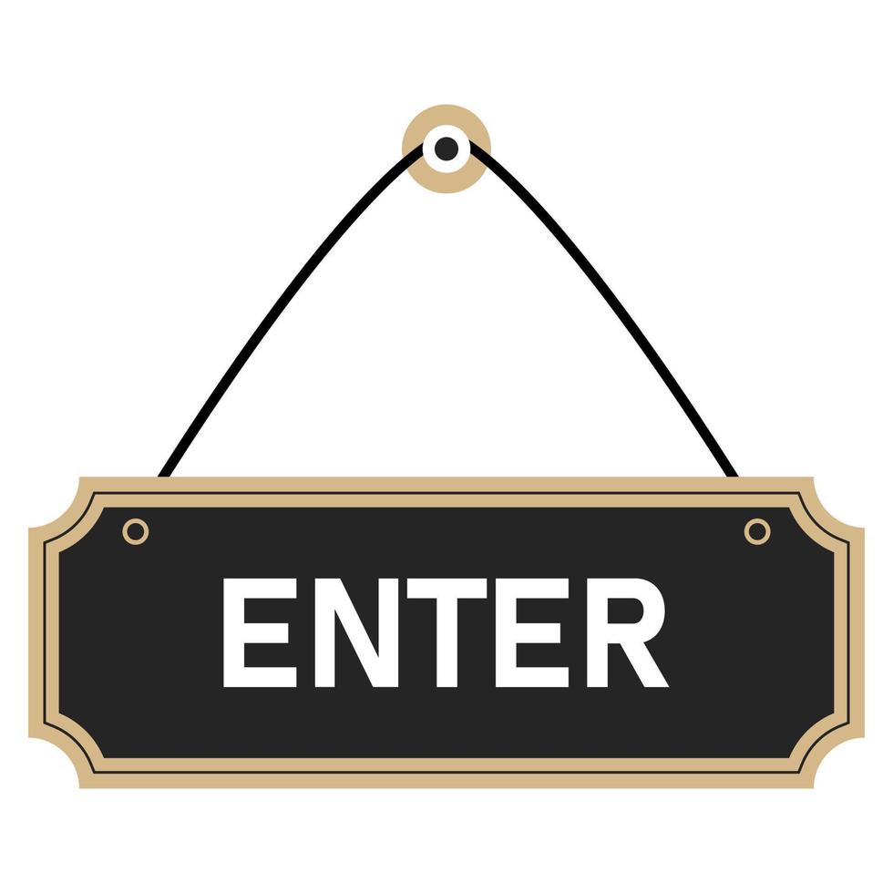 Enter sign on the door. Signboard. Vector illustr