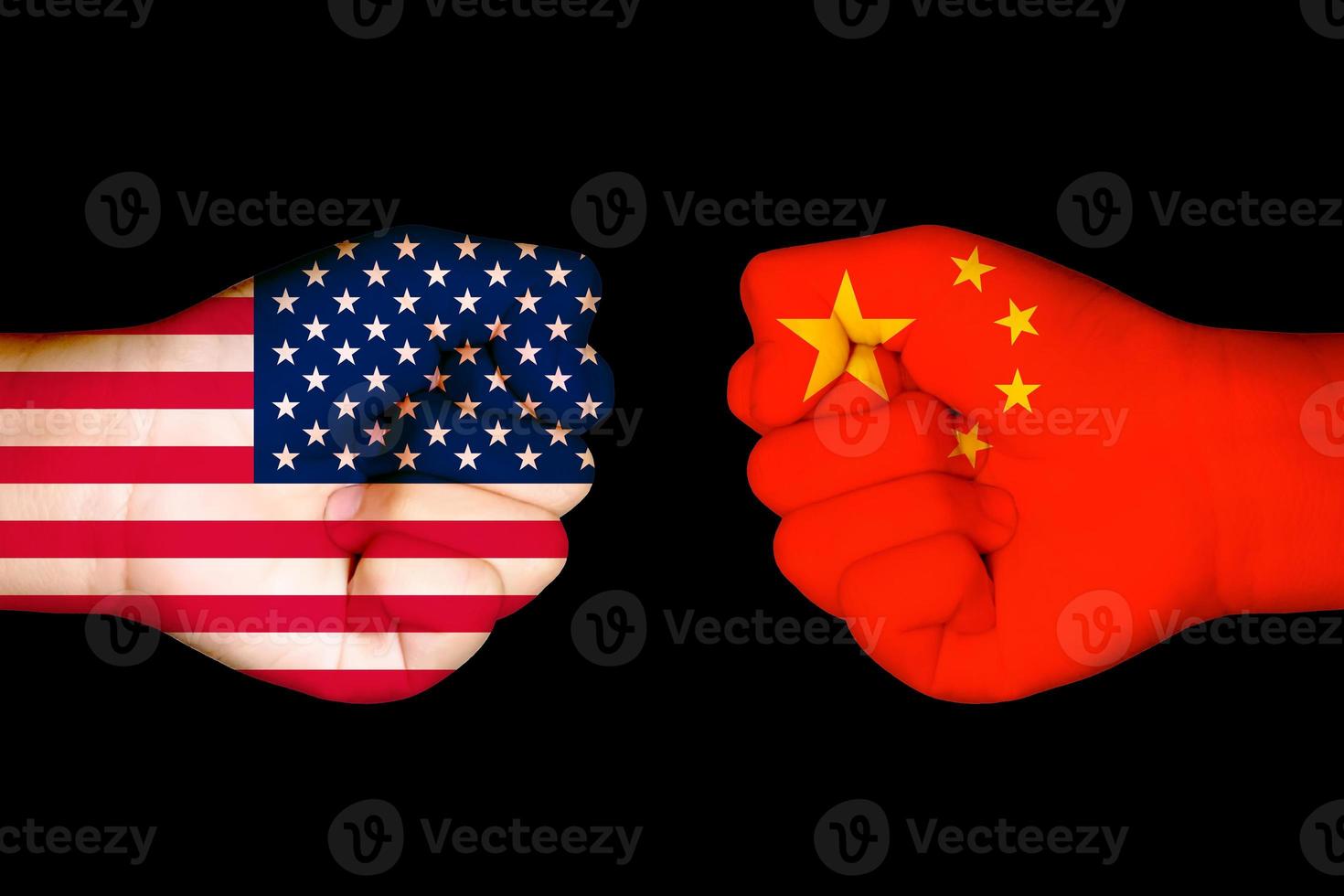 3D Flag of USA and China photo