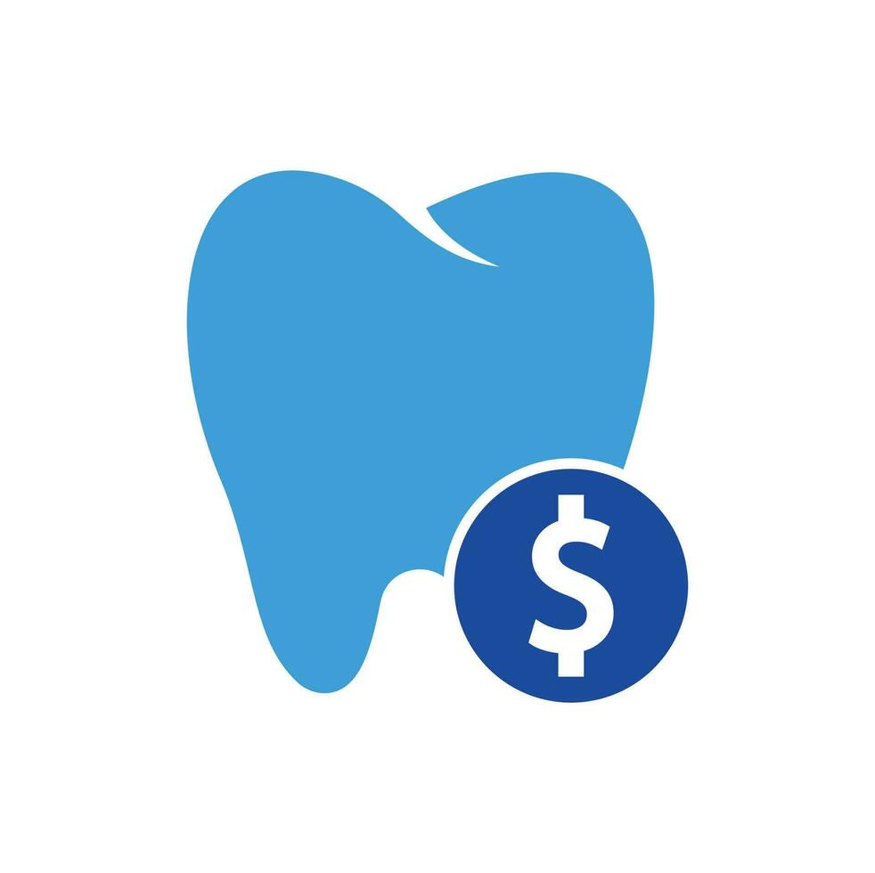 Dental dollar logo vector. Tooth and dollar coin vector icon. Dental saving money symbol, logo illustration.