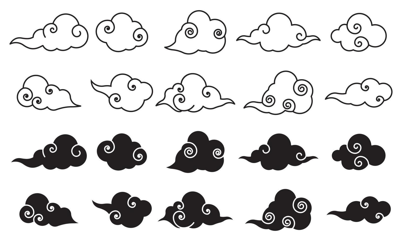 conjunto de iconos de nube china ilustración vectorial vector