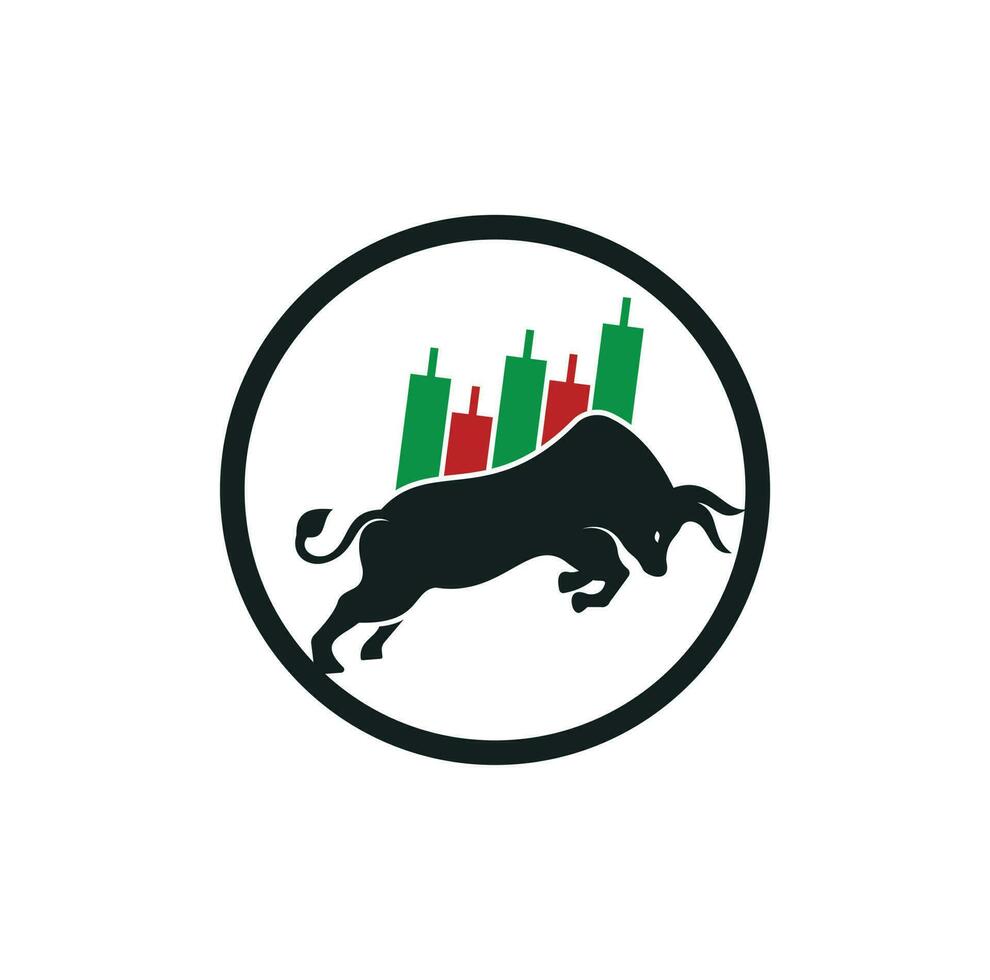 Bullish Trader Logo. Forex bull logo design template vector. Financial bull logo design. Trade Bull Chart. vector