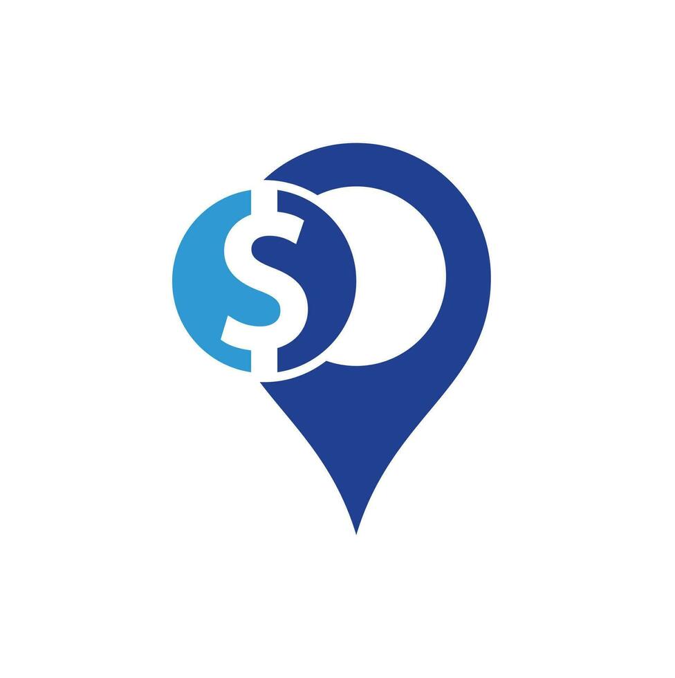 pin location with money. the location of the money. Bank atm location icon. vector