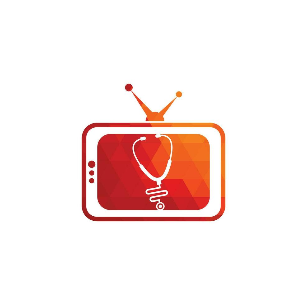 Doctor tv logo design. Stethoscope tv logo icon template. vector