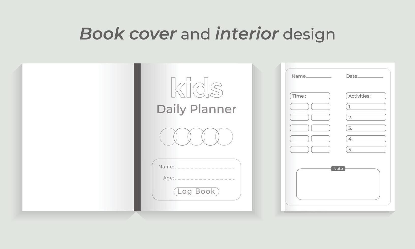 cubierta e interior del libro de registro del planificador para niños vector