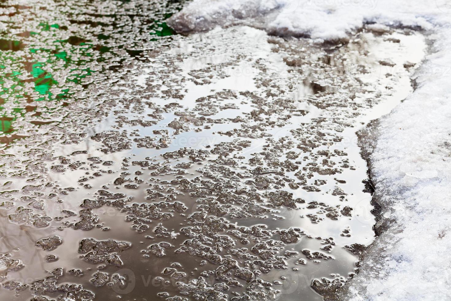 melting snow in winter photo