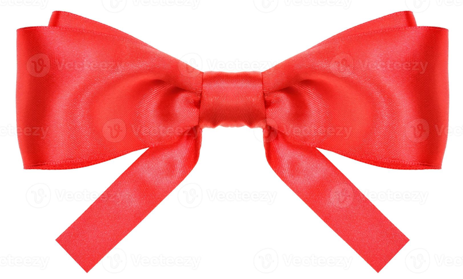 symmetric red silk ribbon bow with square cut ends photo