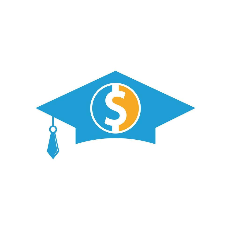 Graduation Cap Dollar Coin Icon Vector. Financial Investment Eduction Illustration. vector