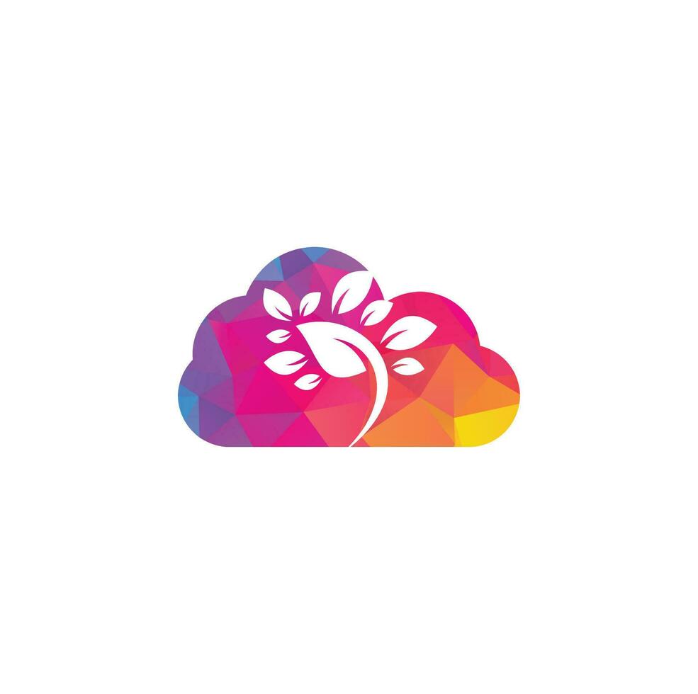 plantilla de logotipo de forma de nube de hoja. vector de diseño de plantilla de logotipo de hoja de árbol, ilustración de icono