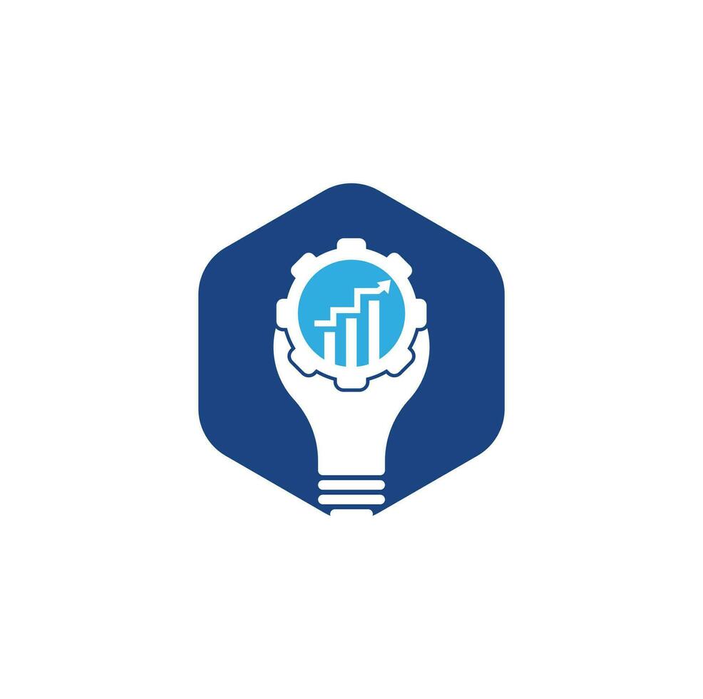 bulb gear finance logo. Light bulb from Gears Logo Template. Cogwheel and Arrow Vector Design.