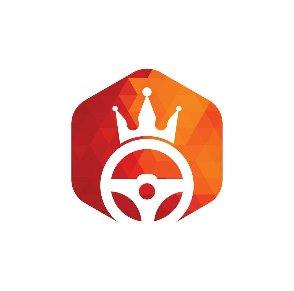 Drive king vector logo design. Steering and crown icon.