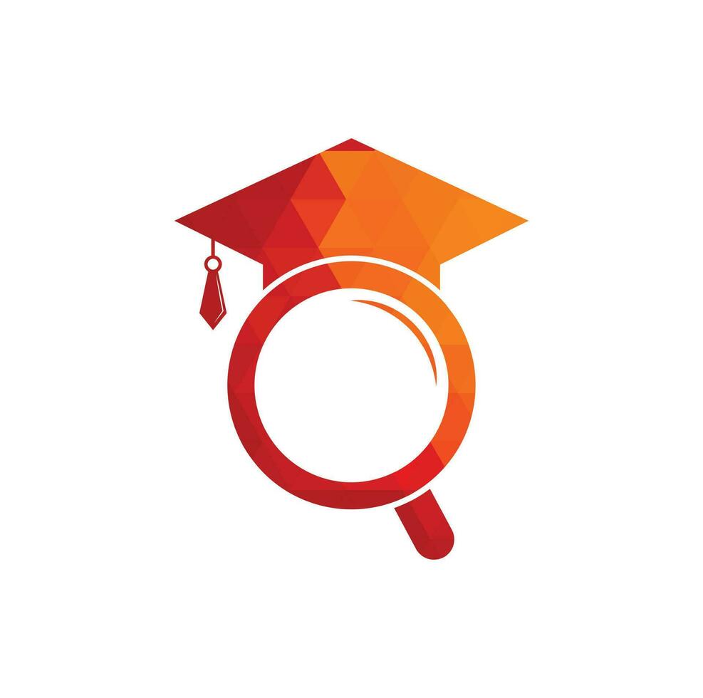 Graduate Hat and Magnifying Glass logo design. Student finder vector logo template.