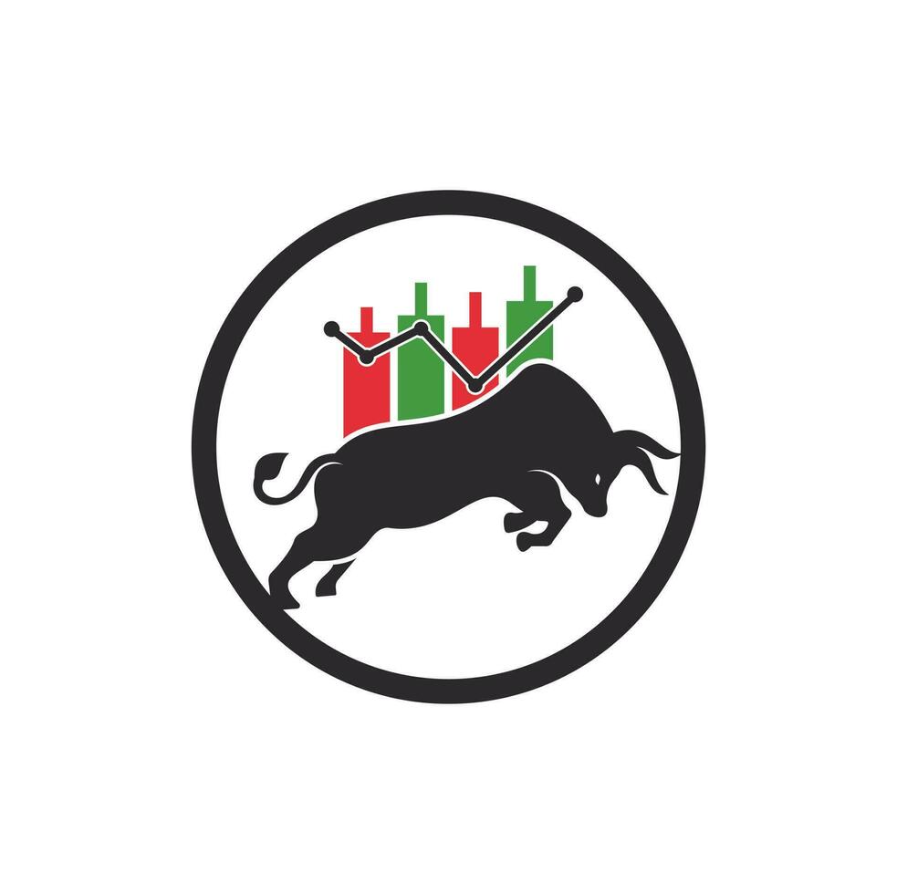 Bullish Trader Logo. Forex bull logo design template vector. Financial bull logo design. Trade Bull Chart. vector