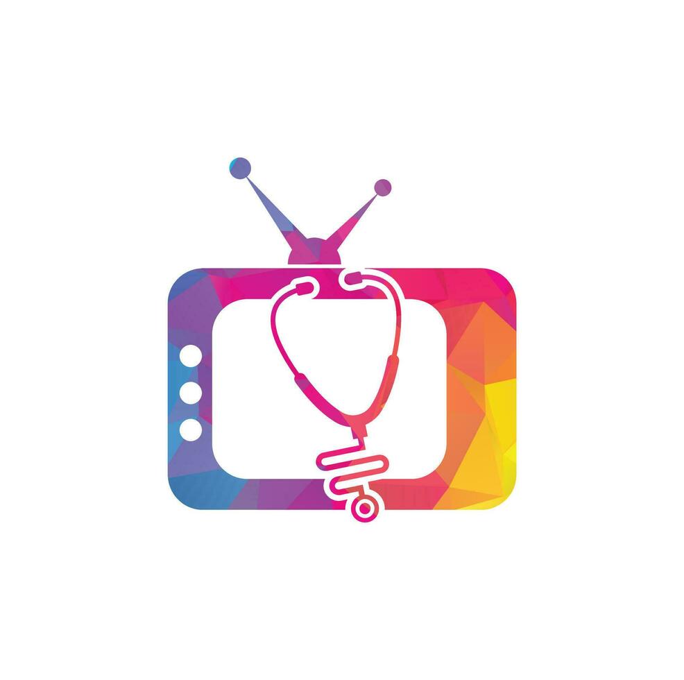 diseño del logotipo de la televisión médica. plantilla de icono de logotipo de tv de estetoscopio. vector