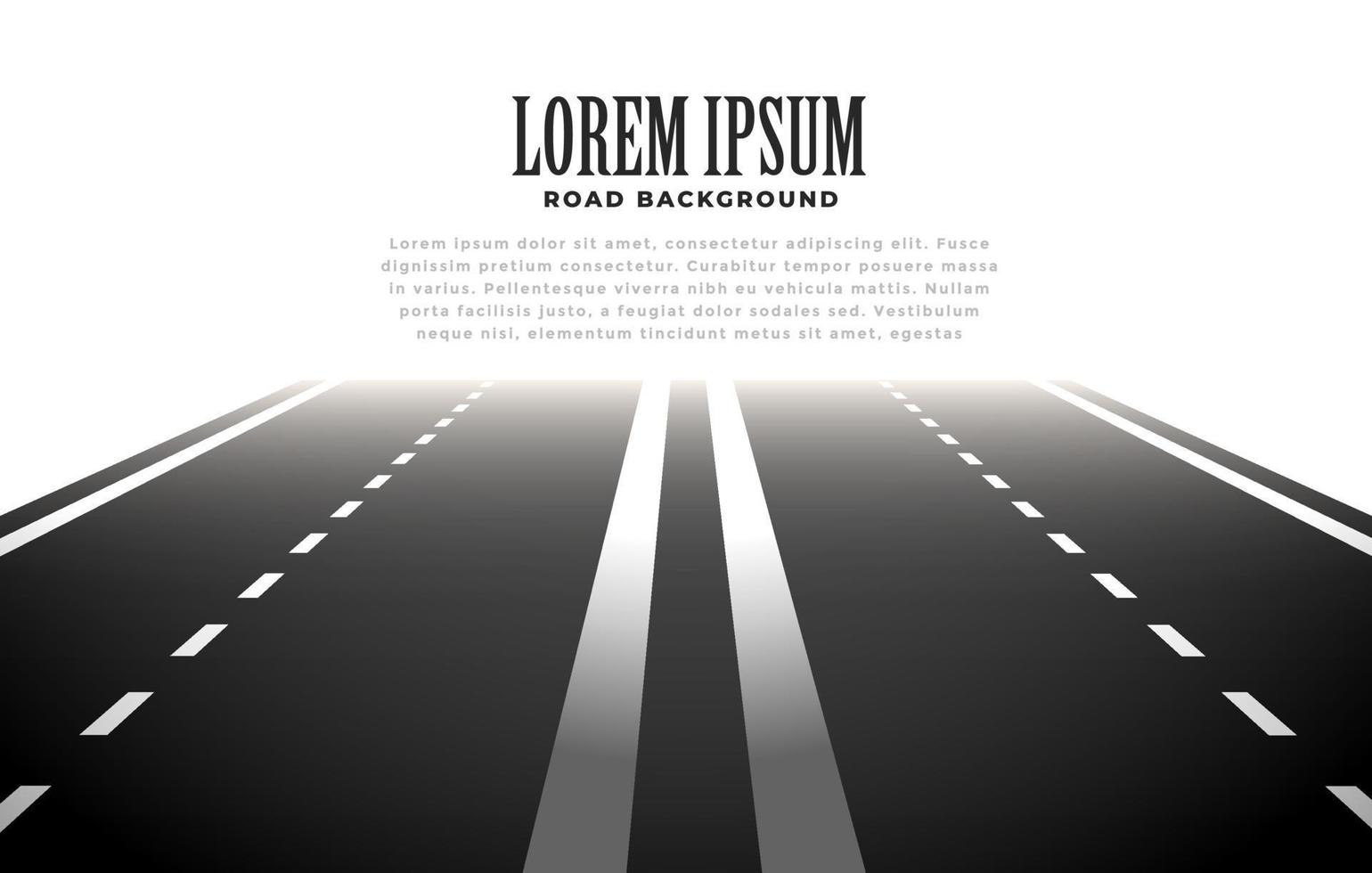 perspective asphalt road towards the horizon background vector