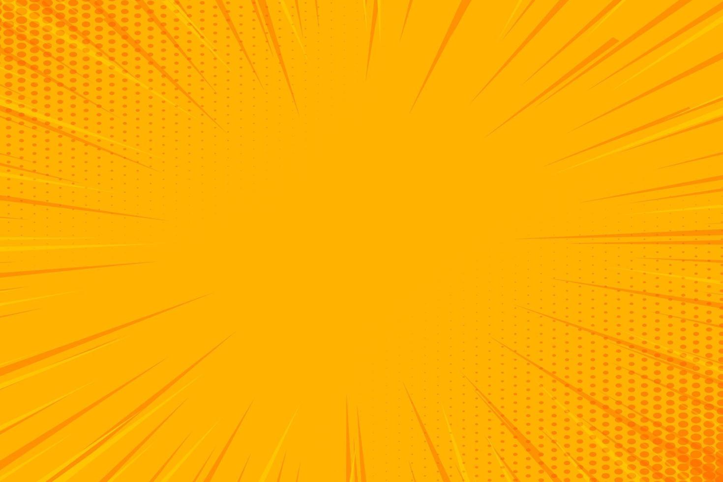 orange halftone comic zoom lines background vector