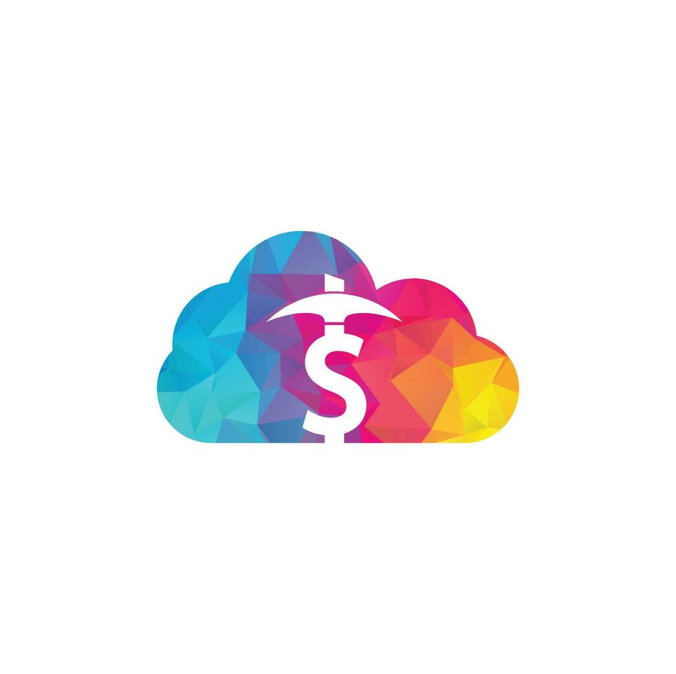 diseño del logotipo del concepto de forma de nube minera. plantilla de diseño de logotipo de la industria minera. Ilustración de vector de logotipo de minería de dólar