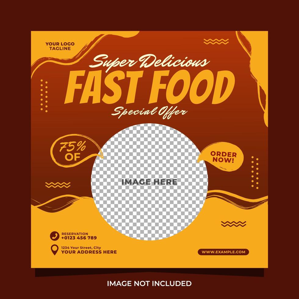 Delicious fast food menu social media promotion banner post template vector