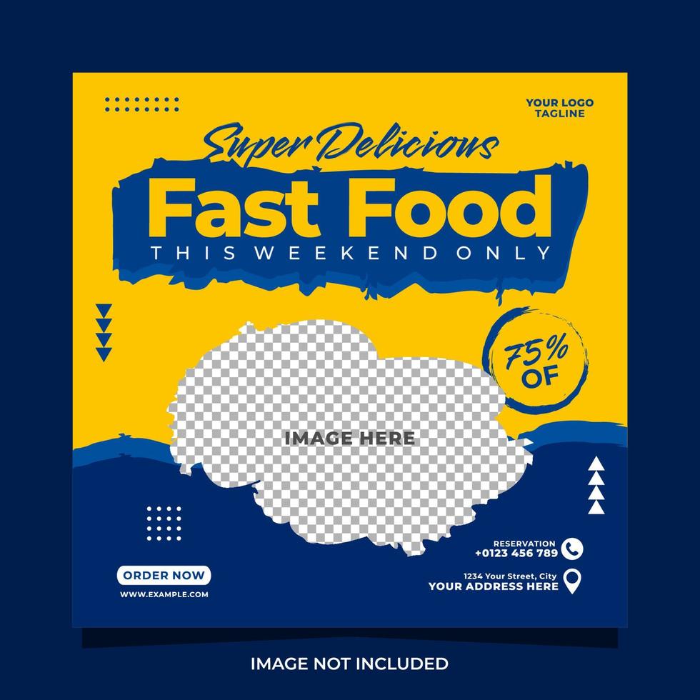 Super delicious fast food menu social media banner post template vector