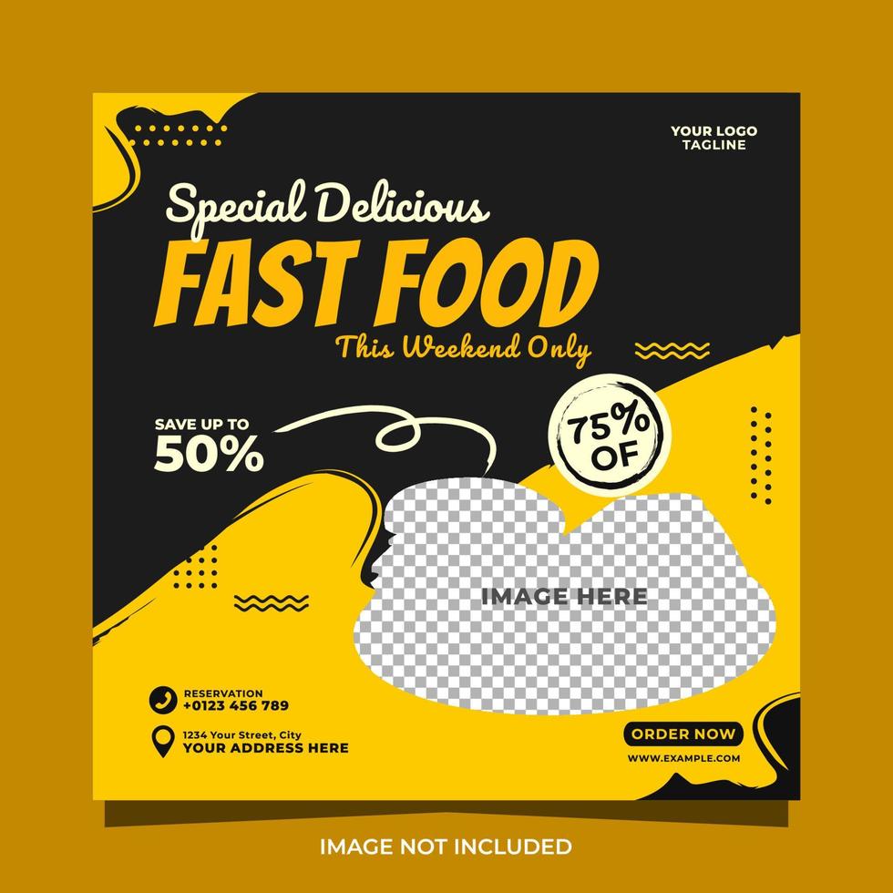 Special delicious fast food menu social media banner post template vector