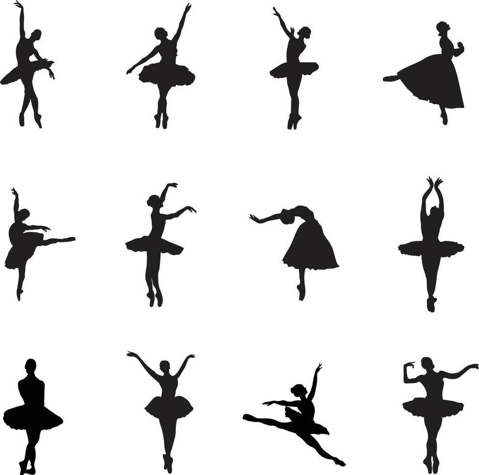 una colección vectorial de siluetas de posición de yoga para composiciones artísticas. vector