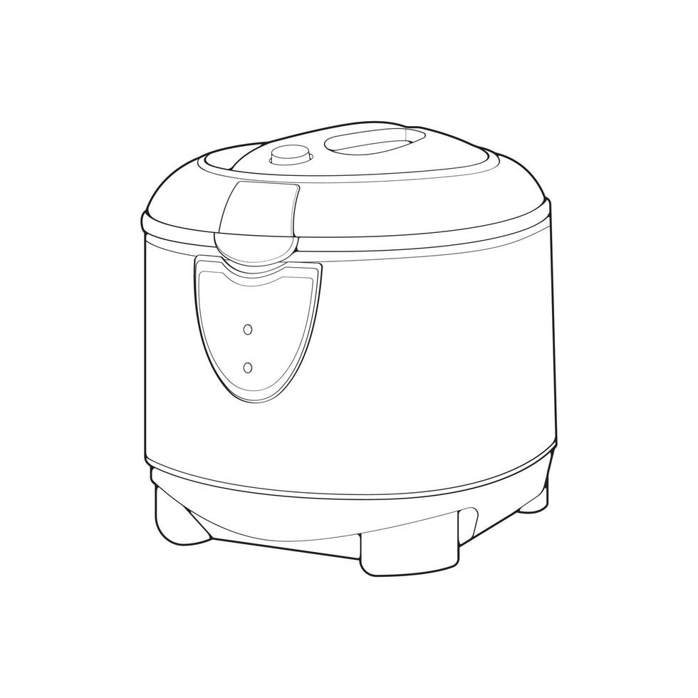 Rice cooker, magic jar, illustration vector, line art vector, outline art. vector