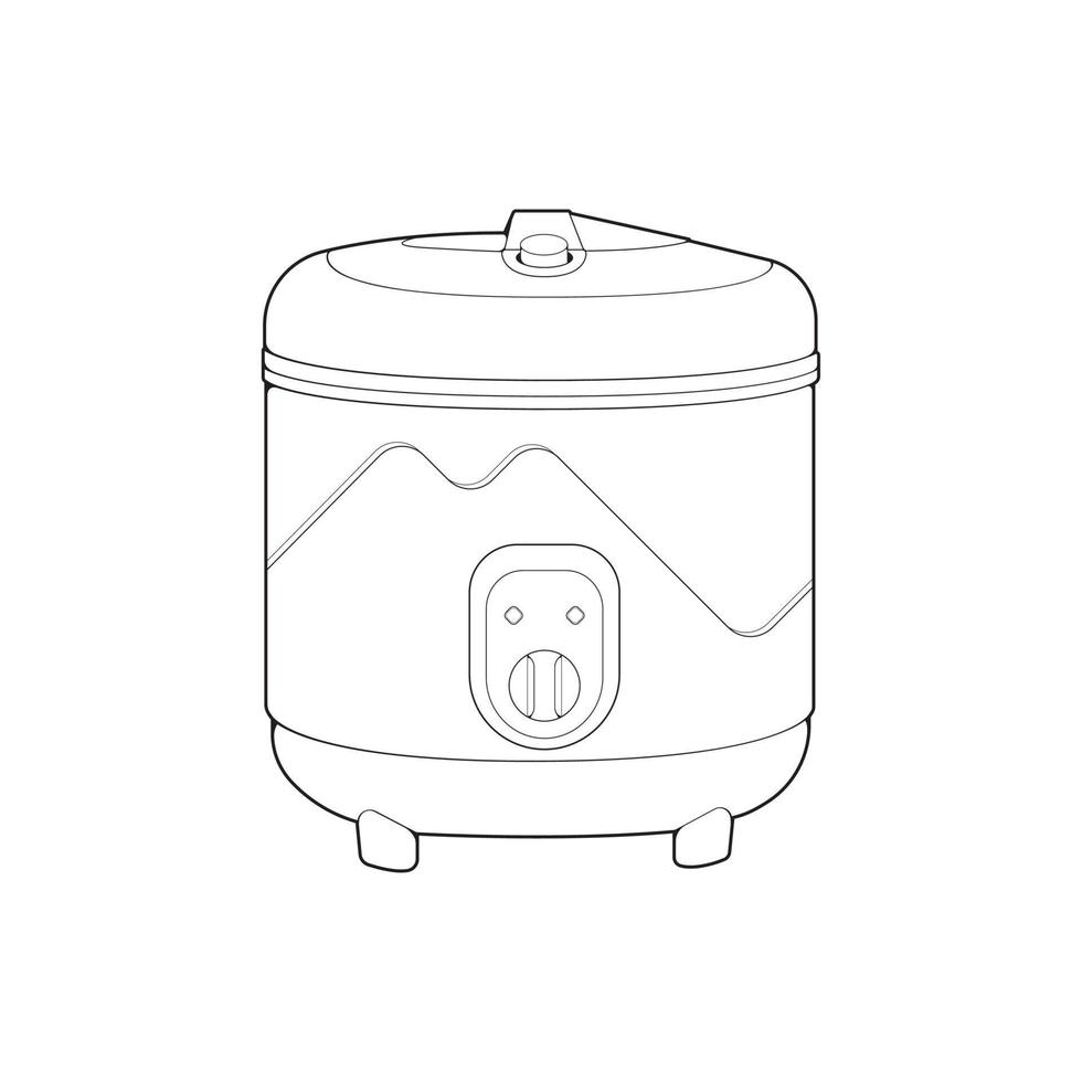 Rice cooker, magic jar, illustration vector, line art vector, outline art. vector