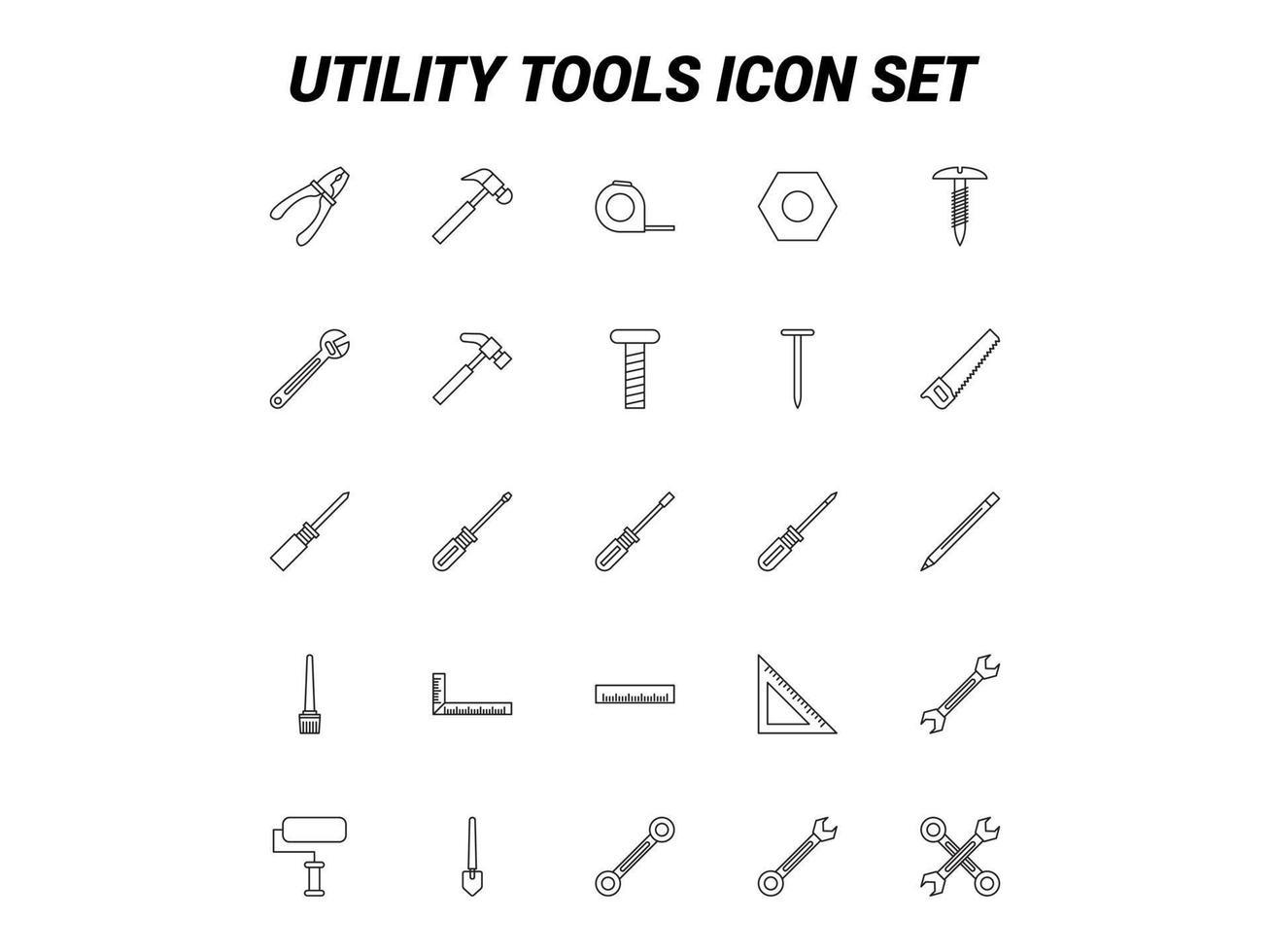 Utility tools set vector for Website, UI Essential, Symbol, Presentation