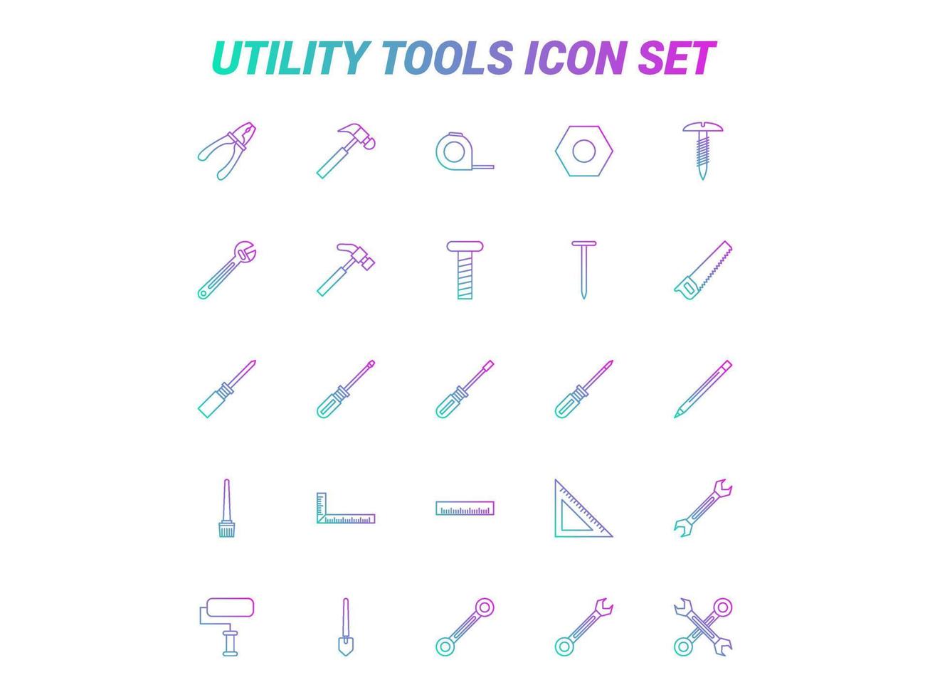 Utility tools set vector for Website, UI Essential, Symbol, Presentation