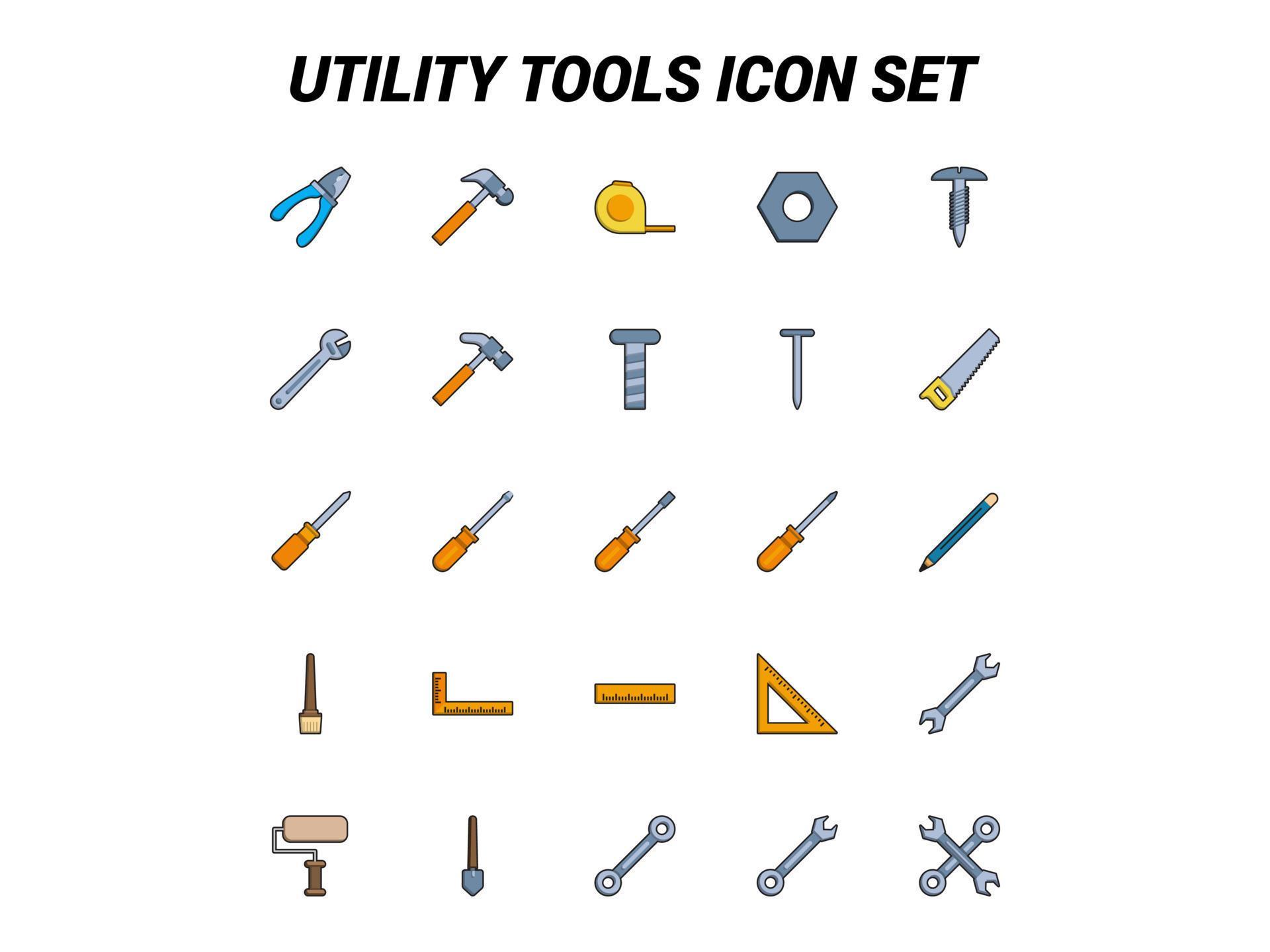 Utility tools set vector for site, UI Essential, Symbol