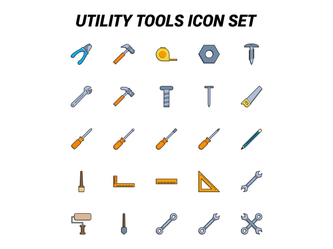 Utility tools set vector for Website, UI Essential, Symbol, Presentation