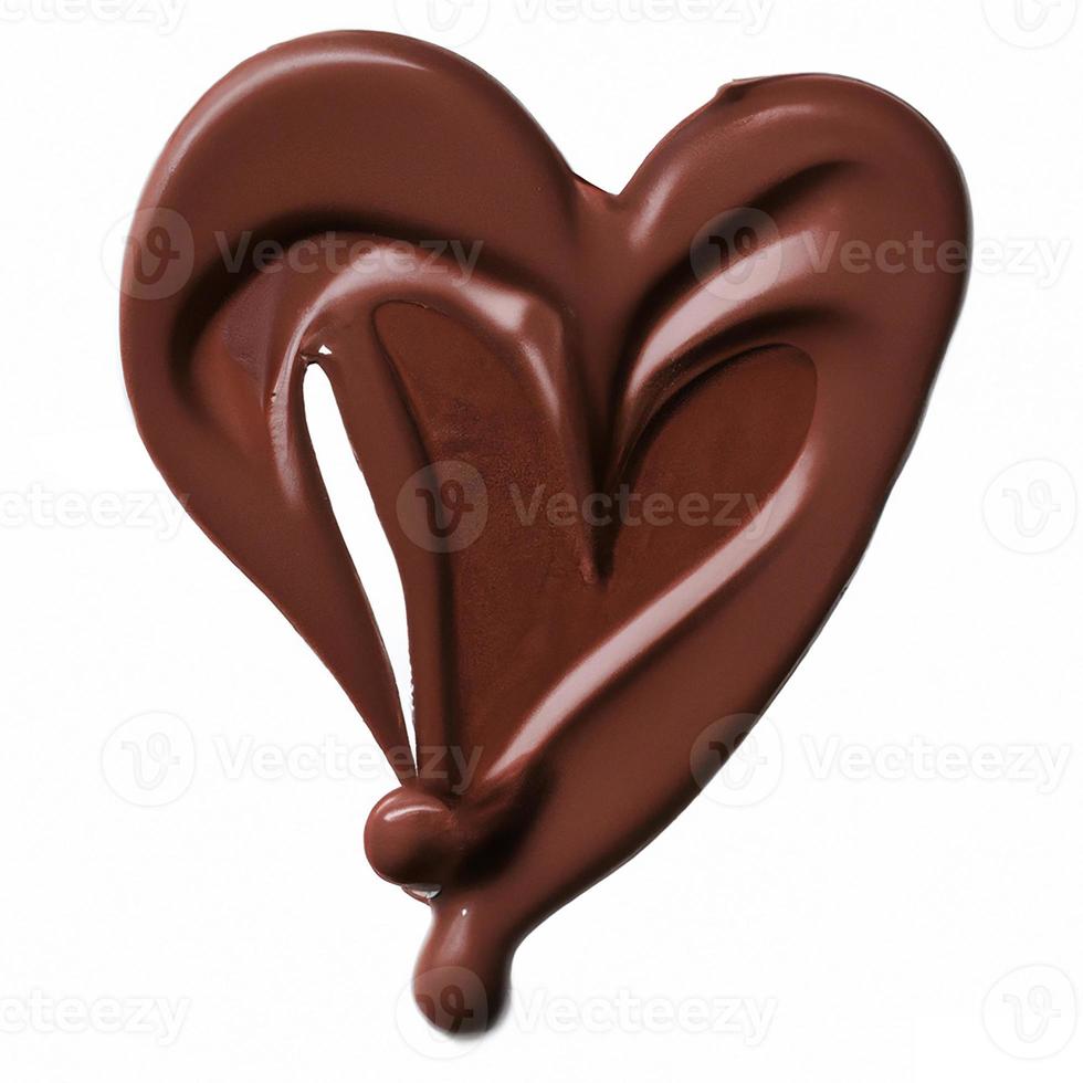 Chocolate splashes in heart shape. photo