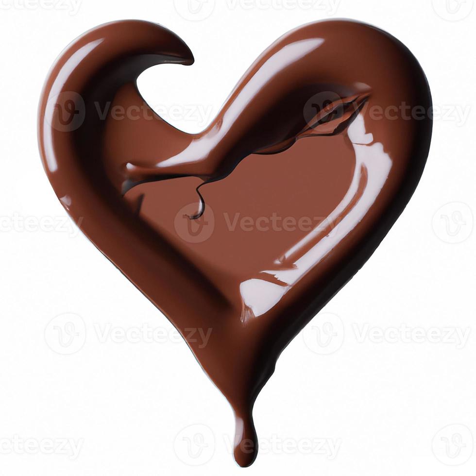 Chocolate splashes in heart shape. photo