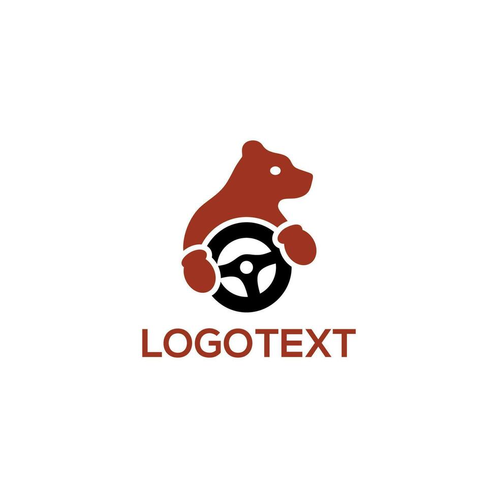 diseño de ilustración de icono de logotipo de oso de conducción vector