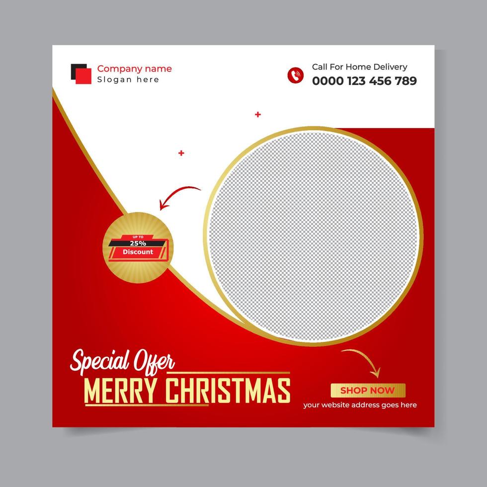 Merry Christmas social media post design vector