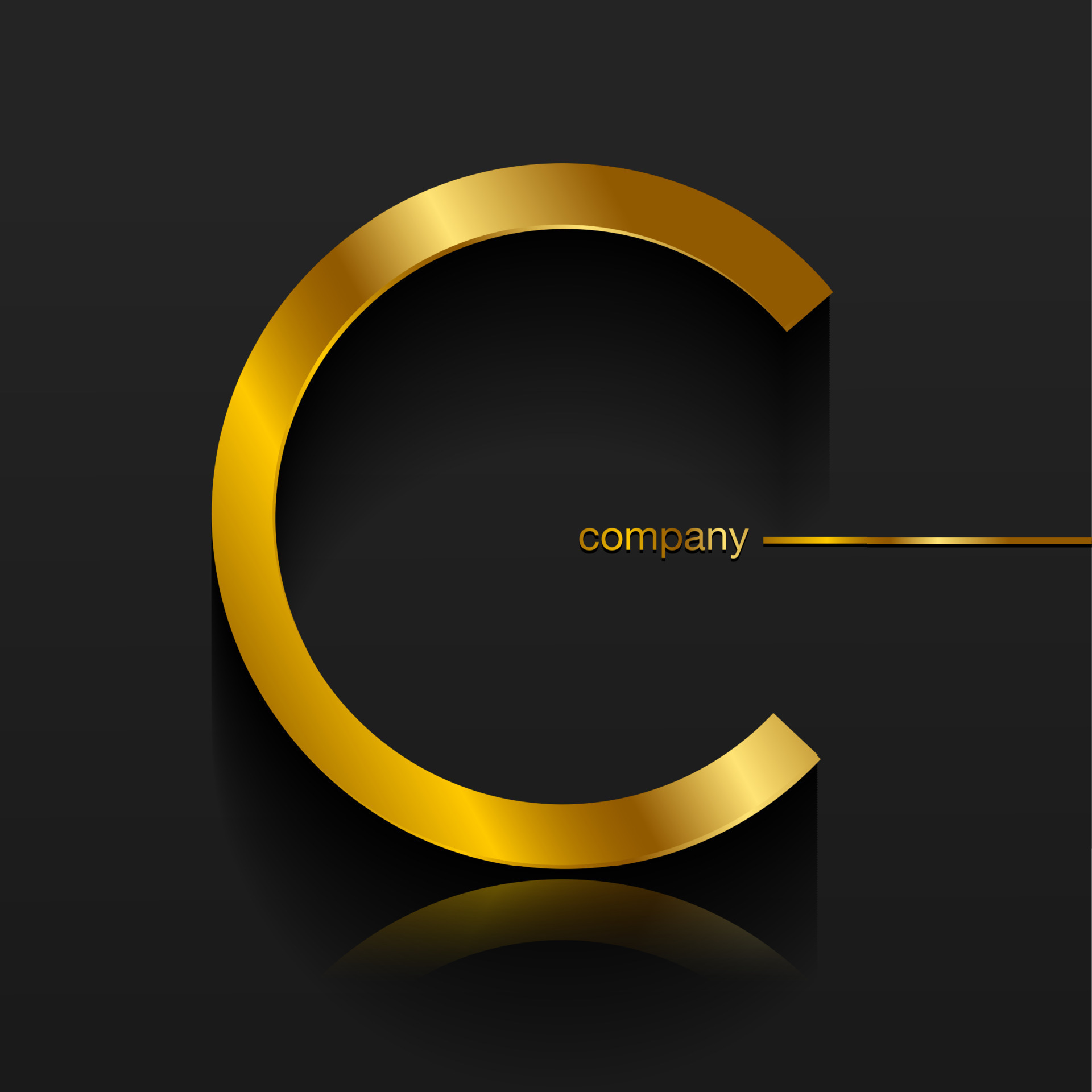 Letter C gold logo design. Vector graphic elegant golden font with sample  text, luxury symbol alphabet letter C for your Company, isolated on black  background 13074652 Vector Art at Vecteezy