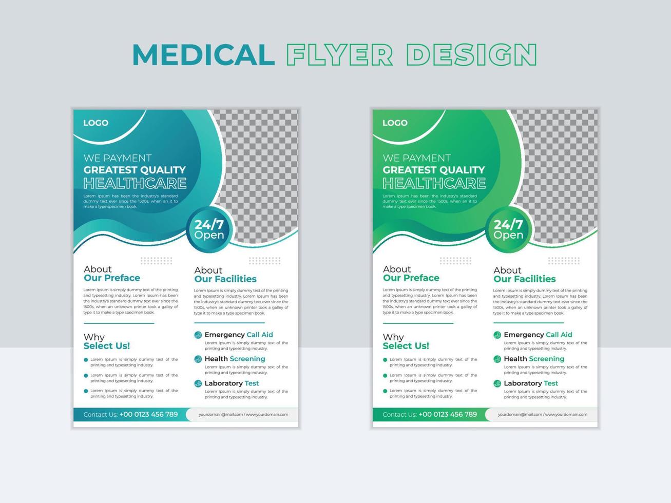 Modern health care and medical flyer brochure cover pamphlet layout template design with A4 size. vector