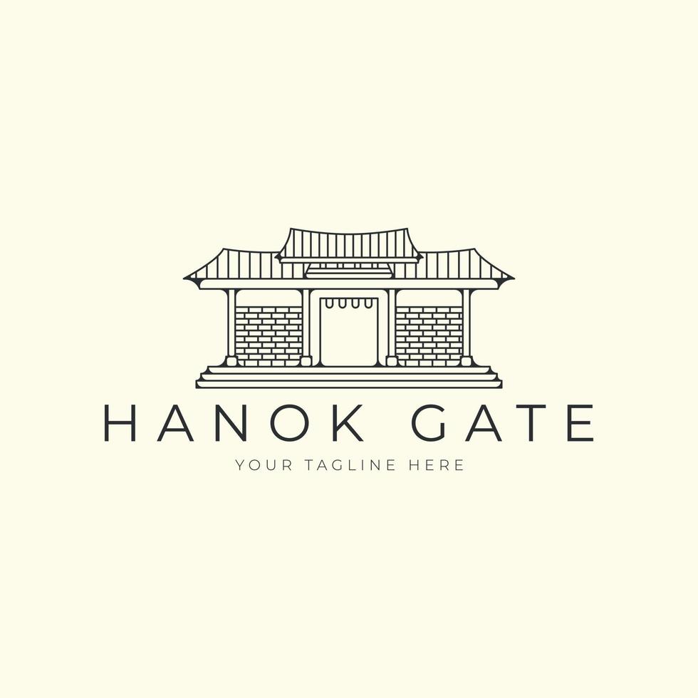 diseño de plantilla de ilustración de logotipo de vector lineal de casa hanok