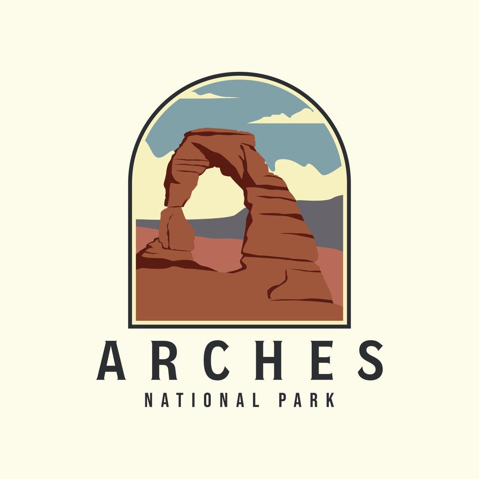 arches vintage color vector with emblem logo design icon template illustration, national park logo