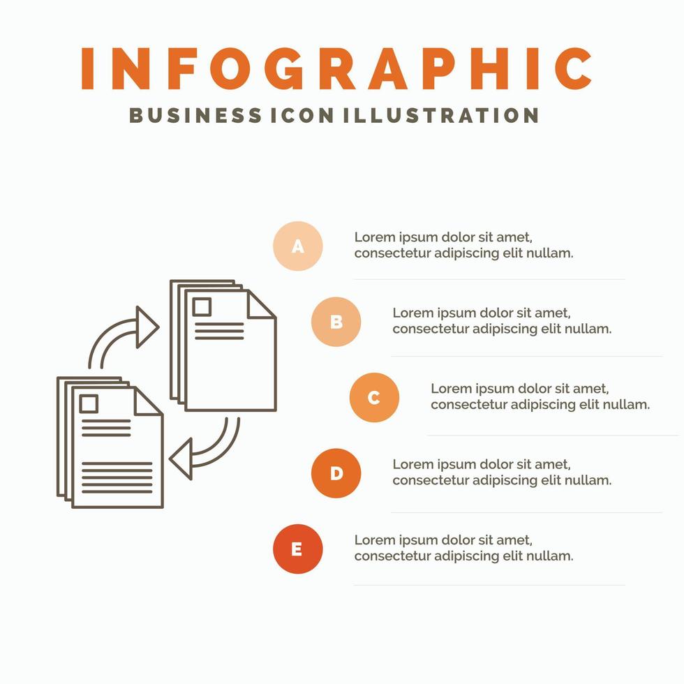 sharing. share. file. document. copying Infographics Template for Website and Presentation. Line Gray icon with Orange infographic style vector illustration