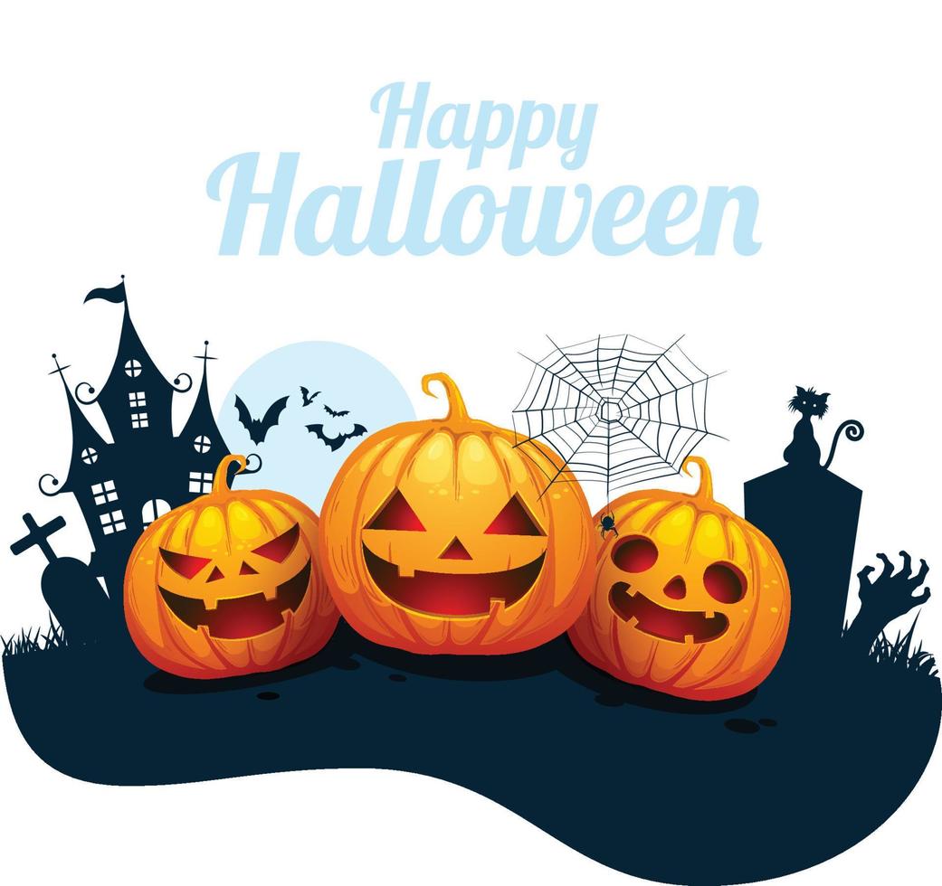 halloween background with pumpkin and bats vector