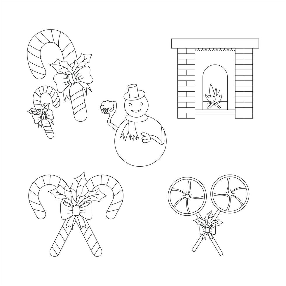 Christmas Element Line Art Illustration vector