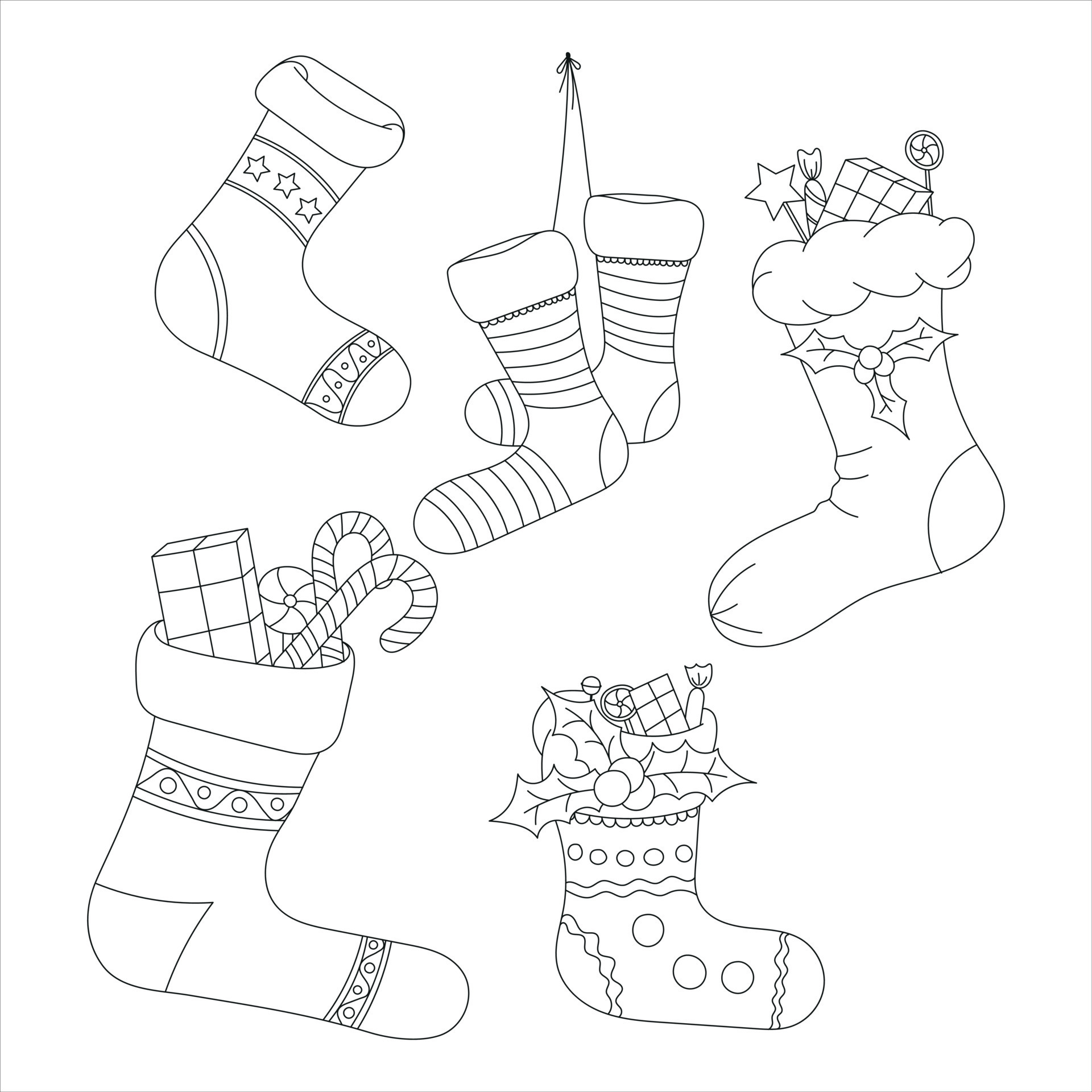 Christmas Socks Line art Illustration 13074719 Vector Art at Vecteezy