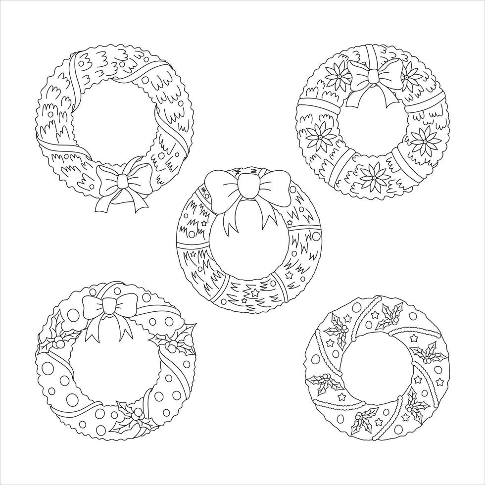Christmas Floral Wreath Set vector