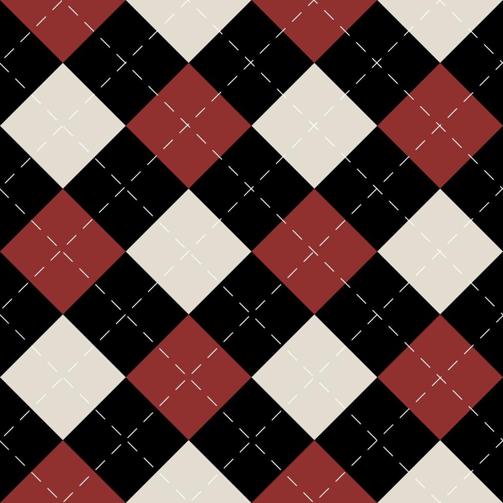 Vector seamless pattern. Knitted background with diamonds.  red and black argyle pattern seamless.Seamless tartan check plaid for dress, skirt, bag, jacket, flannel shirt.