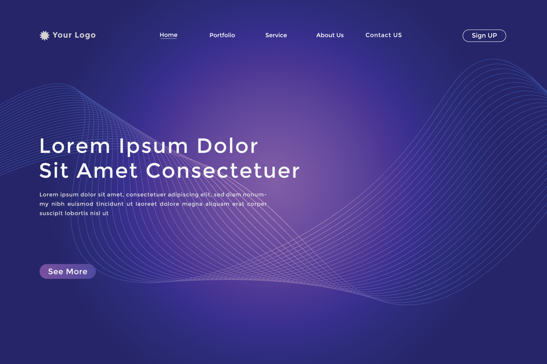 Modern colorful wavy line landing page Design. wave curve abstract ...