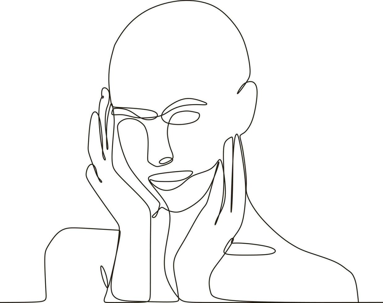 continuous line illustration design girl posing vector