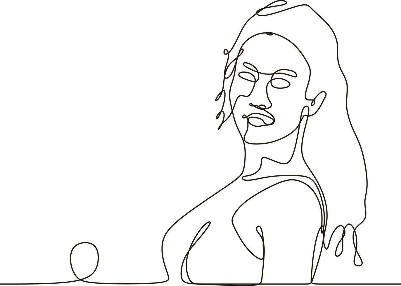 continuous line illustration design girl posing vector