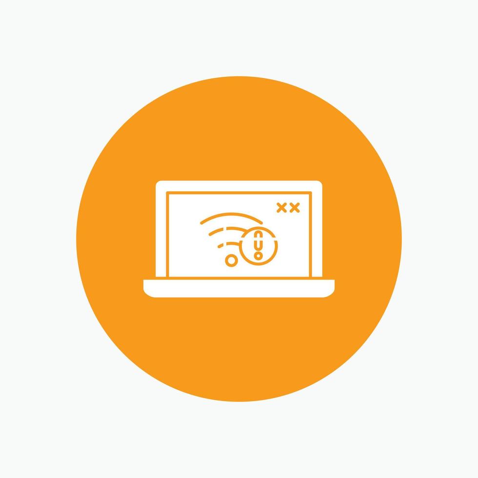 connection. error. internet. lost. internet White Glyph Icon in Circle. Vector Button illustration
