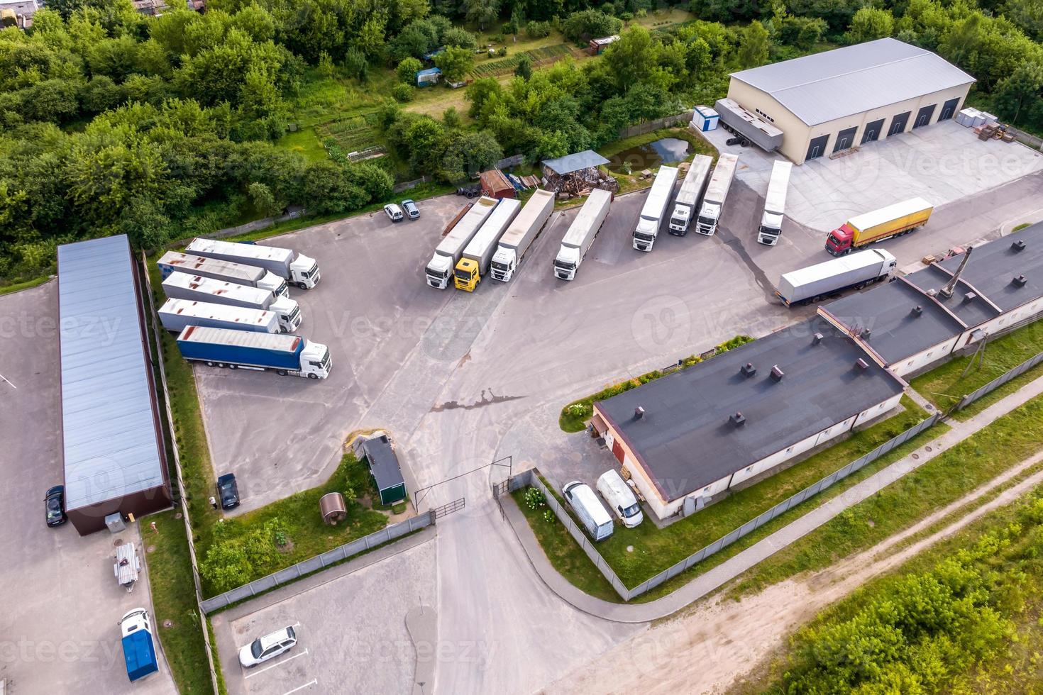 aerial view on old truck parking photo